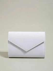 Women's Hard Case Clutch Bag, Shiny Envelope Style Handbag With Detachable Chain Strap, Suitable For Weddings And Parties - White - View 1