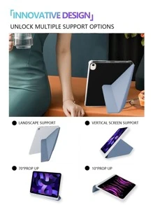 Ốp bảo vệ Ipad One TPU có ngăn đựng bút và nhiều chế độ đứng, hỗ trợ chức năng đánh thức và ngủ để tiết kiệm điện, tương thích với các mẫu Apple - Màu xanh bụi bặm - Xem 2