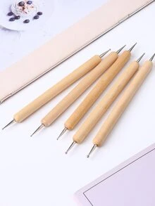5pcs Nail Art Dotting Tools Rhinestone Picker Double Headed Doting Pen Mandala Painting Flowers Manicure Accessories - Apricot - View 8