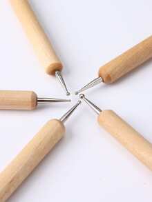 5pcs Nail Art Dotting Tools Rhinestone Picker Double Headed Doting Pen Mandala Painting Flowers Manicure Accessories - Apricot - View 5