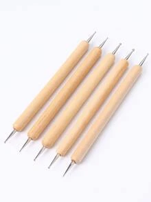 5pcs Nail Art Dotting Tools Rhinestone Picker Double Headed Doting Pen Mandala Painting Flowers Manicure Accessories - Apricot - View 9
