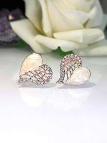1 Pair Fashion Zirconia Teardrop Heart Stud Earrings (Suitable For Women's Casual Gifts And Daily Wear) - Multicolor - View 1