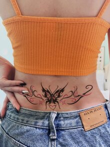 1pc Pink Butterfly Pattern Temporary Body Tattoo Sticker For Chest, Belly, And Back - Multicolor - View 4