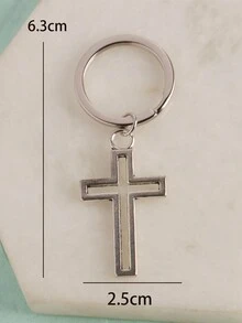 1入組十字架設計鑰匙圈合適的適用於女性日常裝飾用品 - 銀色 - 查看 3