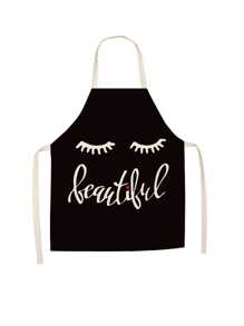 1PC Eyelash Printed Cleaning Art Aprons - Champagne - View 1