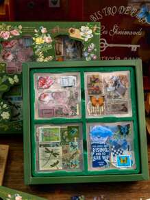 100張/組復古花卉風格貼紙套裝,可愛花卉植物蘑菇蝴蝶pet透明自黏剪貼簿貼紙,適用於手帳、筆記本電腦、手機殼、禮品標籤、相冊等 - 彩色 - 查看 1