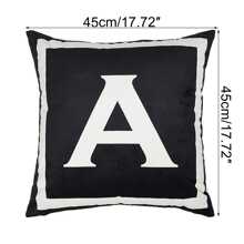 1 件字母系列枕頭套,現代簡約風格 26 個英文字母印花單面桃皮靠墊套,帶隱藏拉鍊,適合客廳沙發臥室床裝飾