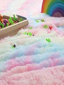 1pc Tie Dye Plush Thảm, Thảm trải sàn Polyester hiện đại cho gia đình - Nhiều màu - Xem 6