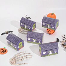 5 Cajas Creativas Para Regalo De Halloween, Caja De Dulces Para Golosinas, Caja De Empaque Para Galletas De Fiesta - Morado - Ver 3