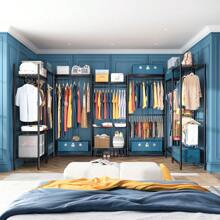 Raybee Clothes Rack Heavy Duty Portable Clothing Rack Freestanding Closet Organizer, Portable Closet Wardrobe Heavy Duty Clothes Rack, Freestanding Clothing Rack With Hang Rods 77"H X69"W X16"D, Black - 16"D x 69"W x 77"H - View 4