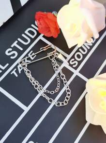 1pc Silver-colored Brooch, Perfect For Everyday Wear - Silver - View 5