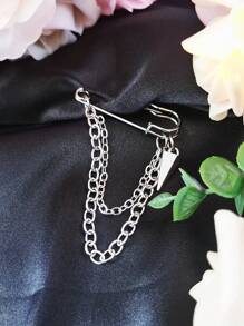 1pc Silver-colored Brooch, Perfect For Everyday Wear - Silver - View 4