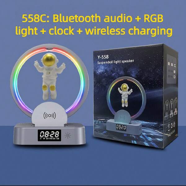 Wireless Charging Alarm Clock Space Man Speaker
