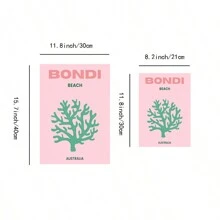 6 件装旅行墙艺术画粉色学院风海滩帆布印刷画海岸海报少女美学装饰卧室、客厅或宿舍墙壁装饰礼物无框 - 彩色 - 查看 5