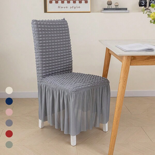1 Stück Esszimmerstuhl-Slipcover, graue Stuhlbezug mit Rock, abnehmbarer Parsons Stuhl-Slipcover für Küche, Hochzeit, Party, Bankett