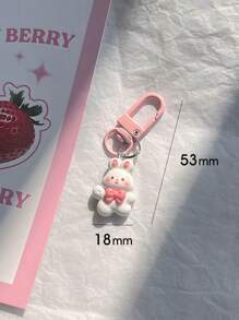1pc Cute Rabbit Carrot Keychain Or Backpack Pendant With Floral Pattern, Lovely Gift - Pink - View 3