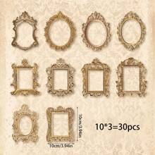 30入組復古風格藝術鏤空邊框卡剪貼簿裝飾 - 銅色 - 查看 2