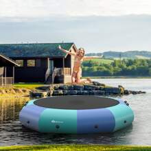 COSTWAY 12FT Inflatable Water Bouncer Splash Padded Water Trampoline - Blue - View 2