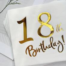 20pcs Gold Foil Printed 18th Birthday Party Disposable Paper Napkins (6.5*6.5inch) Made From Virgin Wood Pulp, Suitable For Birthday Parties, Hotel, Restaurant, Bar, Catering, Dining Table Disposable Supplies,Christmas - White - View 3