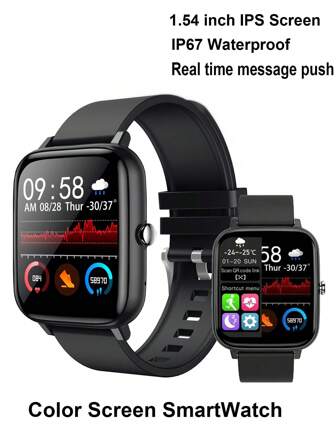1pc Black TPU Strap Sporty Date Water Resistant Heart Rate Monitoring Square Dial Digital Watch, For Daily Life