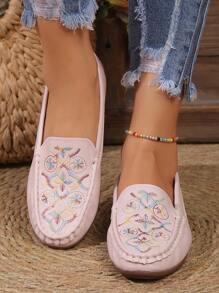 Quý cô Màu hồng Bằng phẳng Chóp giầy tròn Không trượt Giày đế bệt - Hồng - Xem 2