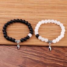 2pcs/set Couple Magnetic Heart Charm Beaded Bracelet - Multicolor - View 4