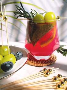 100 件，食品水果签，婚礼派对一次性蛋糕甜点棒自助餐纸杯蛋糕，牙签串，厨房，圣诞礼物，学校用品 - 金色 - 查看 4