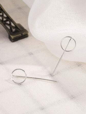 1对时尚简约几何圆形个性化耳环