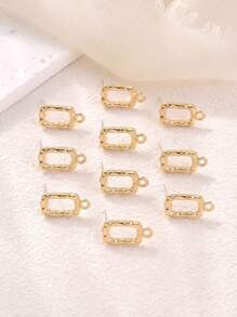 10pcs Gold-Tone Zinc Alloy Asymmetrical Rectangle Shaped Earring Accessories - Gold - View 1