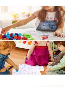 Caja de sellos con 60 piezas diseños al azar infantiles entintados económico - Azul - Ver 2