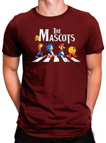 Men T-Shirts - 酒紅色 - 查看 1