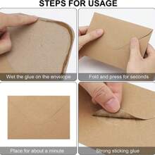 100 Pcs Kraft Mini Envelopes And Kraft Cards, Brown Kraft Envelopes For Gift Cards And Business Cards (4"X2.75") Back To School - Khaki - View 9