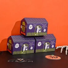 5 Cajas Creativas Para Regalo De Halloween, Caja De Dulces Para Golosinas, Caja De Empaque Para Galletas De Fiesta - Morado - Ver 1