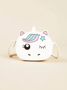 1 stuk Kinderen Schattige Cartoon Geprint Mini Schouder & Crossbody-tas Met rits Voor Dagelijks Bijpassend - Wit - Bekijken 2