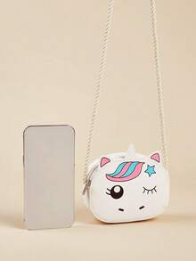 1 stuk Kinderen Schattige Cartoon Geprint Mini Schouder & Crossbody-tas Met rits Voor Dagelijks Bijpassend - Wit - Bekijken 5