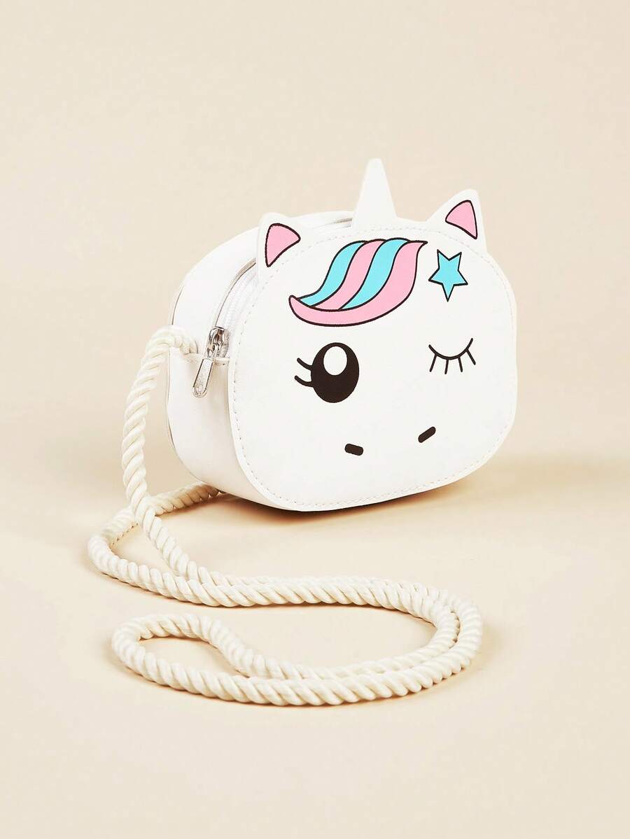 1 stuk Kinderen Schattige Cartoon Geprint Mini Schouder & Crossbody-tas Met rits Voor Dagelijks Bijpassend - Wit - Bekijken 1