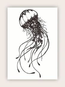 1 Pieza De Tatuaje Temporal De Media Manga Con Calamar Realista - Negro - Ver 1