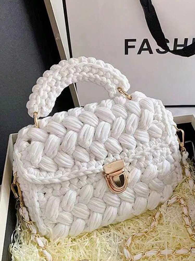 Women's Vintage Fashion Knitted Crochet Handbag With Woven