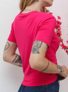 Women Tops - 玫紅色 - 查看 6