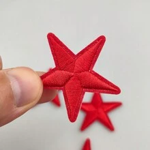 5入組通用紅色刺繡五角星布補釘,適用於衣服、褲子、帽子、背包、家庭紡織品、窗簾、diy裝飾和修補 - 紅色 - 查看 6