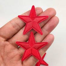 5入組通用紅色刺繡五角星布補釘,適用於衣服、褲子、帽子、背包、家庭紡織品、窗簾、diy裝飾和修補 - 紅色 - 查看 7