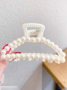 1 móng vuốt tóc trang trí ngọc trai giả màu trắng để sử dụng hàng ngày - trắng - Xem 3