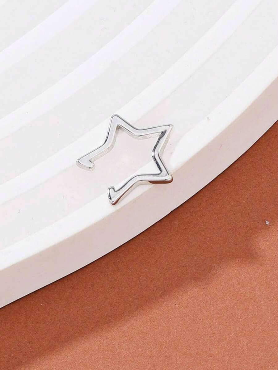 1入組星形耳夾/鼻夾 - 銀色 - 查看 1