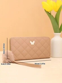 محفظة للنساء 2023 موضة جديدة برسم نمط الفراشة بطرز حول الحافة ، نحيفة جداً وبسيطة ، قابلة للحمل مناسبة لموظفات المكاتب والطالبات وأعمال النساء، تصلح كهدية أعياد ميلاد وعيد الحب وأعياد أخرى، محفظة ذات طابع رسمي وكاجوال مناسبة للنساء