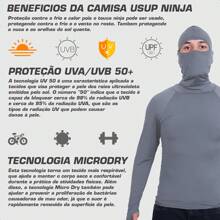 Kit 03 Camisas Segunda Pele Masculina com Touca Balaclava Termica Proteção Solar UV50 - Multicolorido - Visão 10