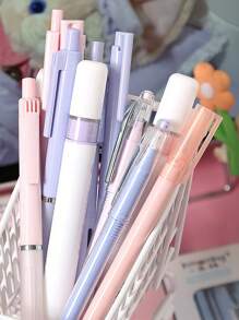 6入組寫作鋼筆套裝0.5mm圓珠筆黑色顏色凝膠墨水&復古顏色高光馬克筆學校辦公室 - 咖啡棕 - 查看 4