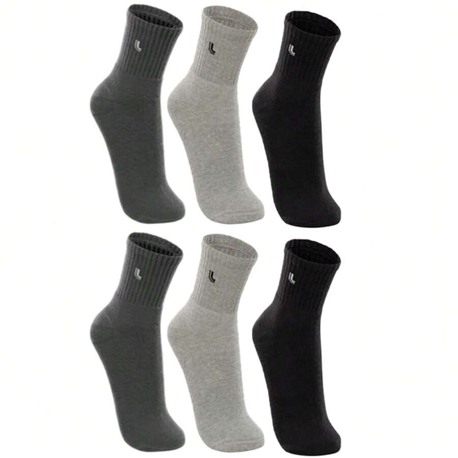 Kit com 6 Pares de Meias Lupo Sport Cano Médio em Algodão - Cinza - Visão 1