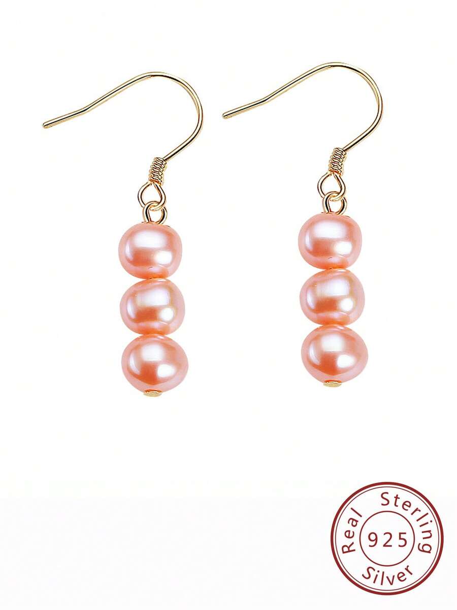 1 对 925 纯银仿珍珠钩形耳环，送给妻子的理想生日礼物