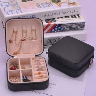 1 pieza mini portátil Joyero , Collar con Anillo Organizador , de viaje multifuncional Caja de almacenamiento , estilo interior