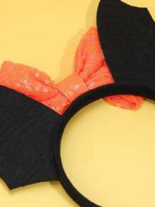 1入女士蝙蝠翼蝴蝶結亮片頭帶,萬聖節時尚髮飾 - 彩色 - 查看 5